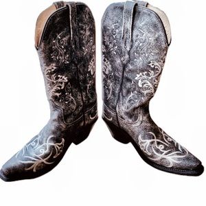 Women’s Old West cowboy boots in Charcoal 7.5